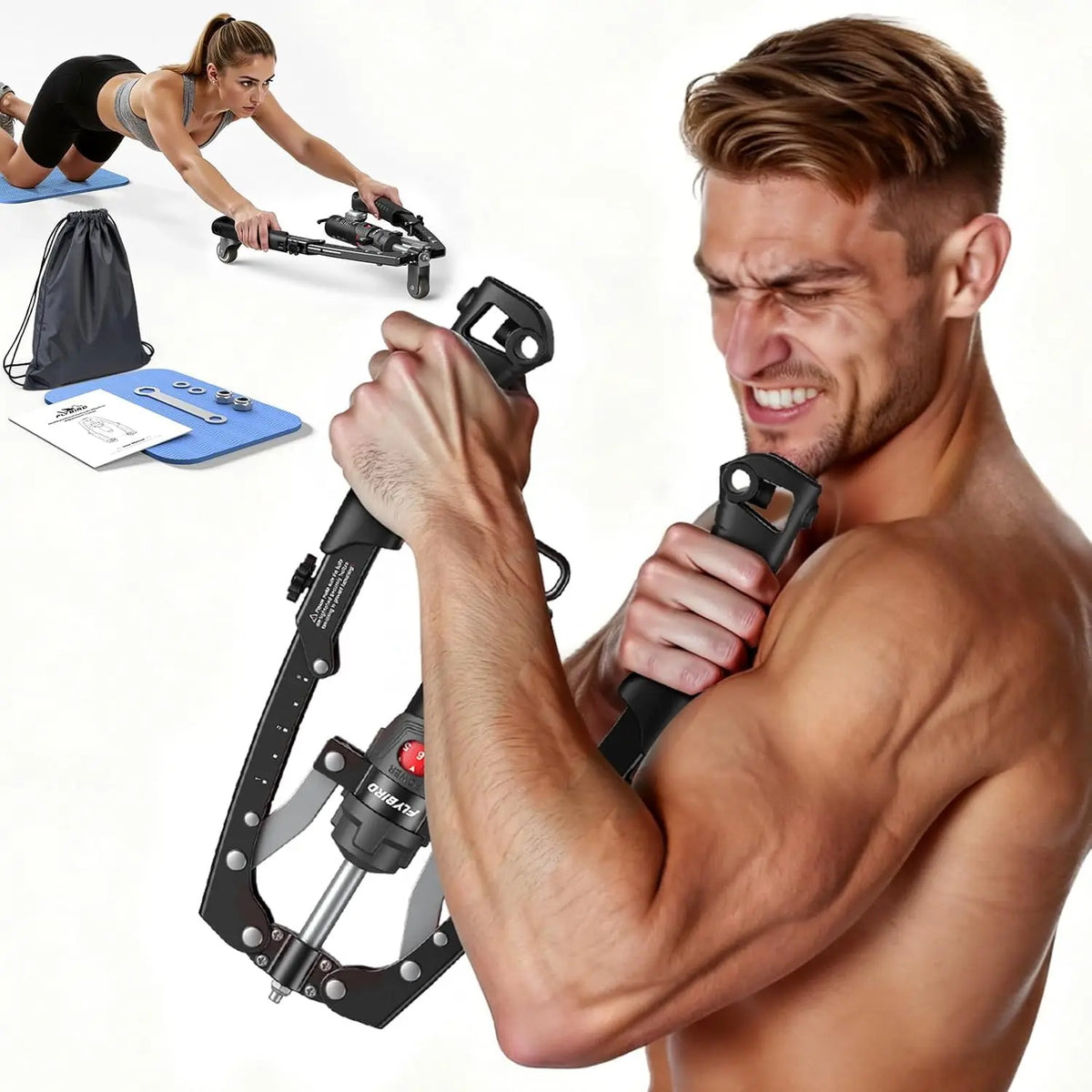 FED Fitness 3-in-1 Arm Trainer & Ab Roller | 15-Level Hydraulic