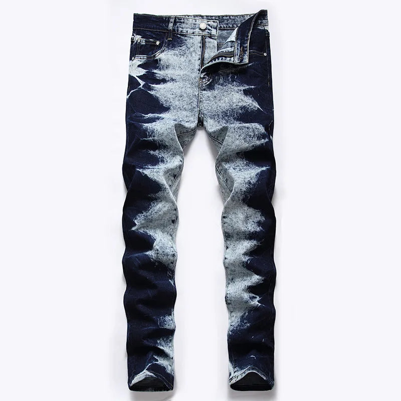 KAKAN Slim Straight Jeans for Men | Dark Blue Stretch Denim