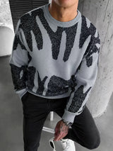Men's Graffiti Jacquard Crew Neck Knit Sweater