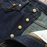 SAUCE ZHAN Mens Jeans Rainbow Sanforized Selvedge Denim Jeans Man Python Skin Labels Regular Fit 14 Oz