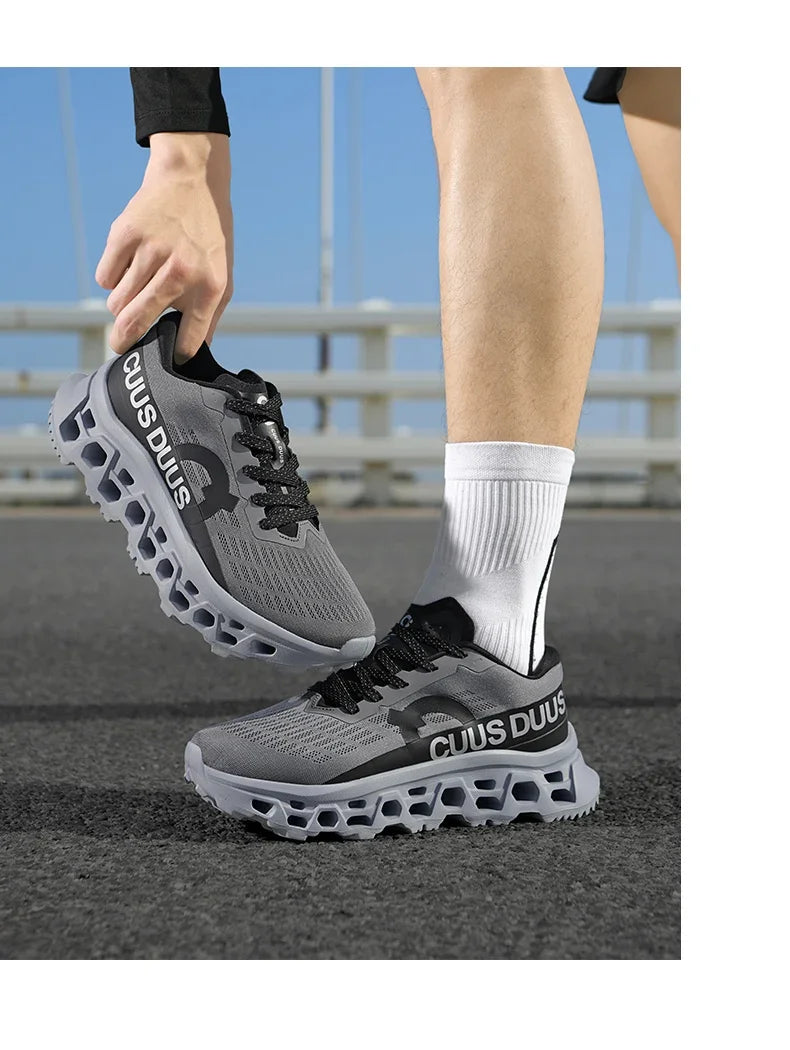 Casual Sneakers Men's Cushion Running Trainers Shock Absorbing Supercritical EVA Sneakers Breathable Fitness Athletic Shoes