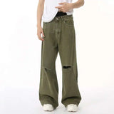 Men's Green Loose-Fit Straight-Leg Jeans