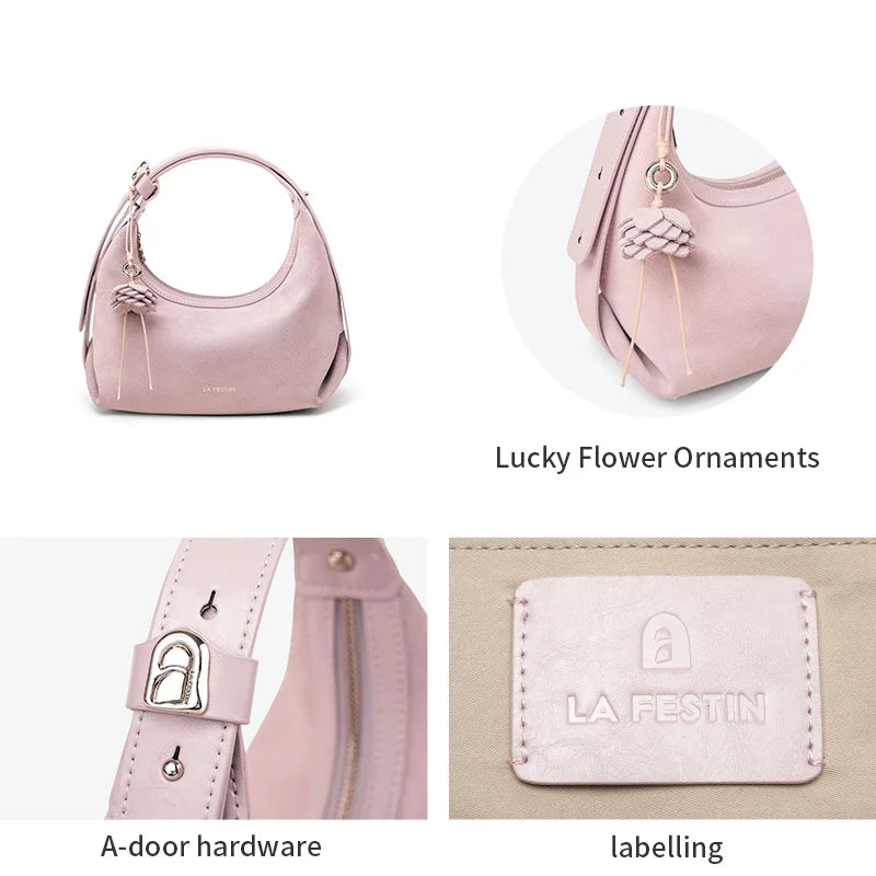 LA FESTIN Original Handbag Women New Shoulder Bags Fashion Half Moon Bag Crossbody Bag Luxury Brand Bags Ladies Leather Bag