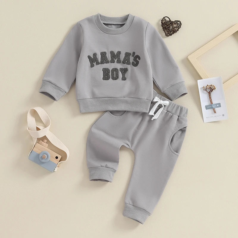 Baby Boy 2-Piece Fall/Winter Outfit | Letter Print Crewneck Sweatshirt & Joggers (0-3Y)