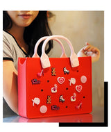 EVA Large Leather Shoulder Bag Handbag Tote Bag Storage for Women Casual Waterproof Beach Bag Hole Fit Charm Fashion Storage Bag