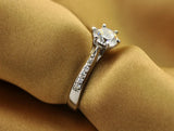 Classic 925 Sterling Silver Six-Claw Solitaire Ring