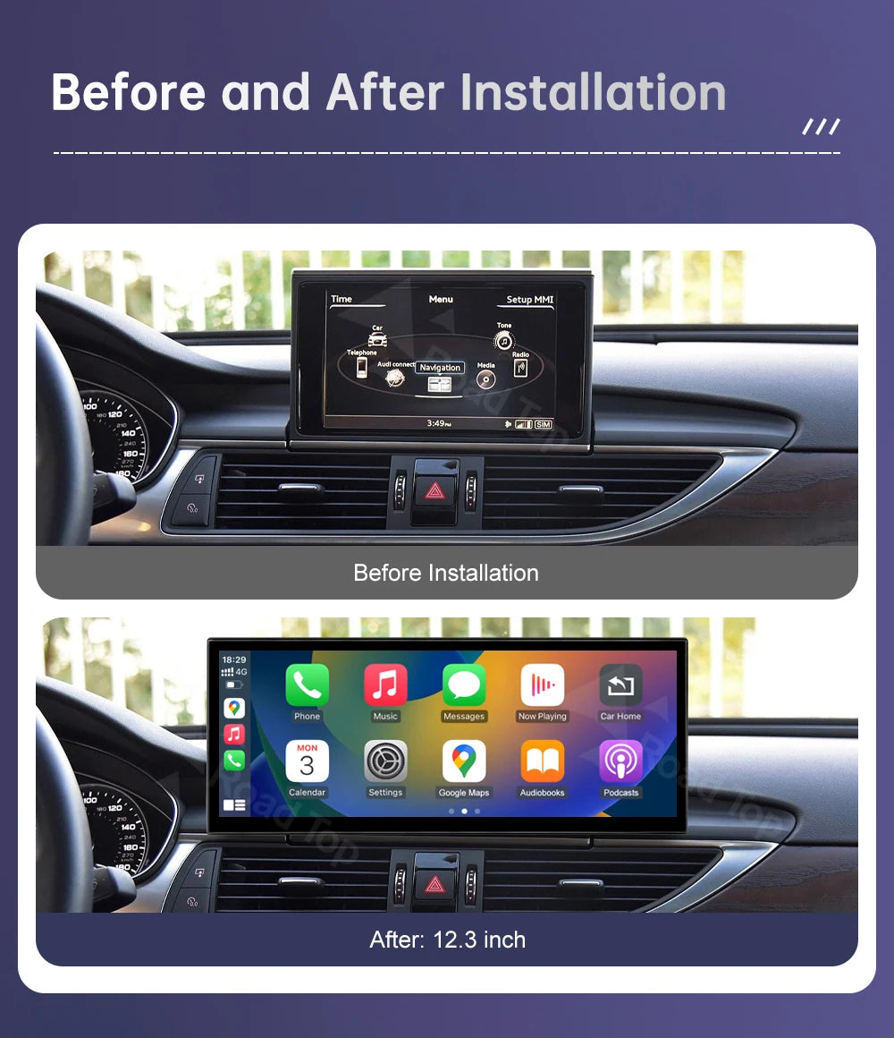 Road Top 12.3" CarPlay Screen for Audi A6 C6 A7 C7