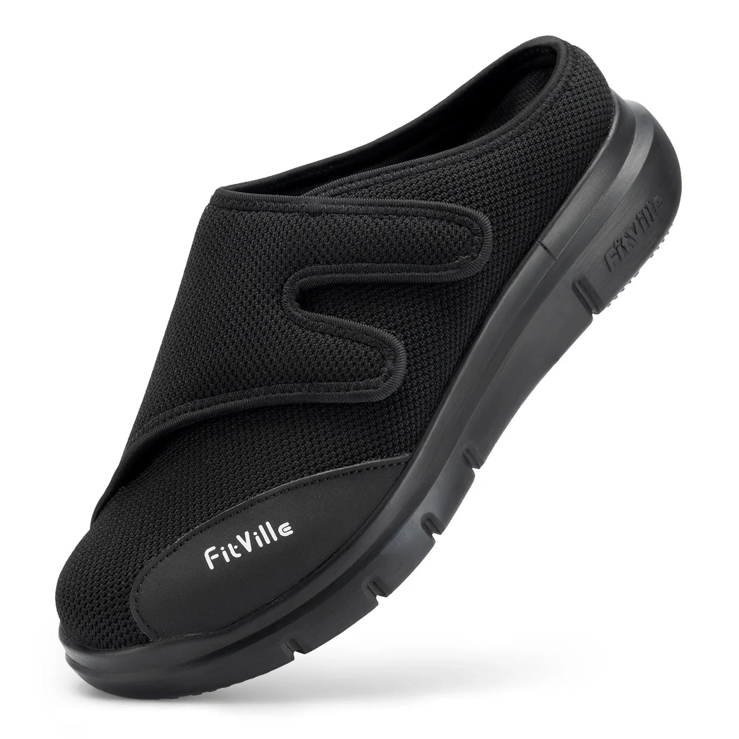 FitVille Men'S Half Slippers Diabetic Shoes Extra Wide 4E Adjustable Lightweight Casual Shoe For Swollen Feet Plantar Fasciitis