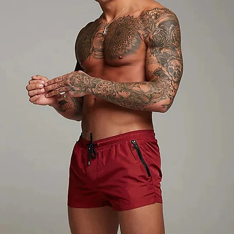 Men's Quick-Dry Athletic Gym Shorts with Zipper Pockets