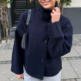 Urban Stand-Collar Woolen Coat