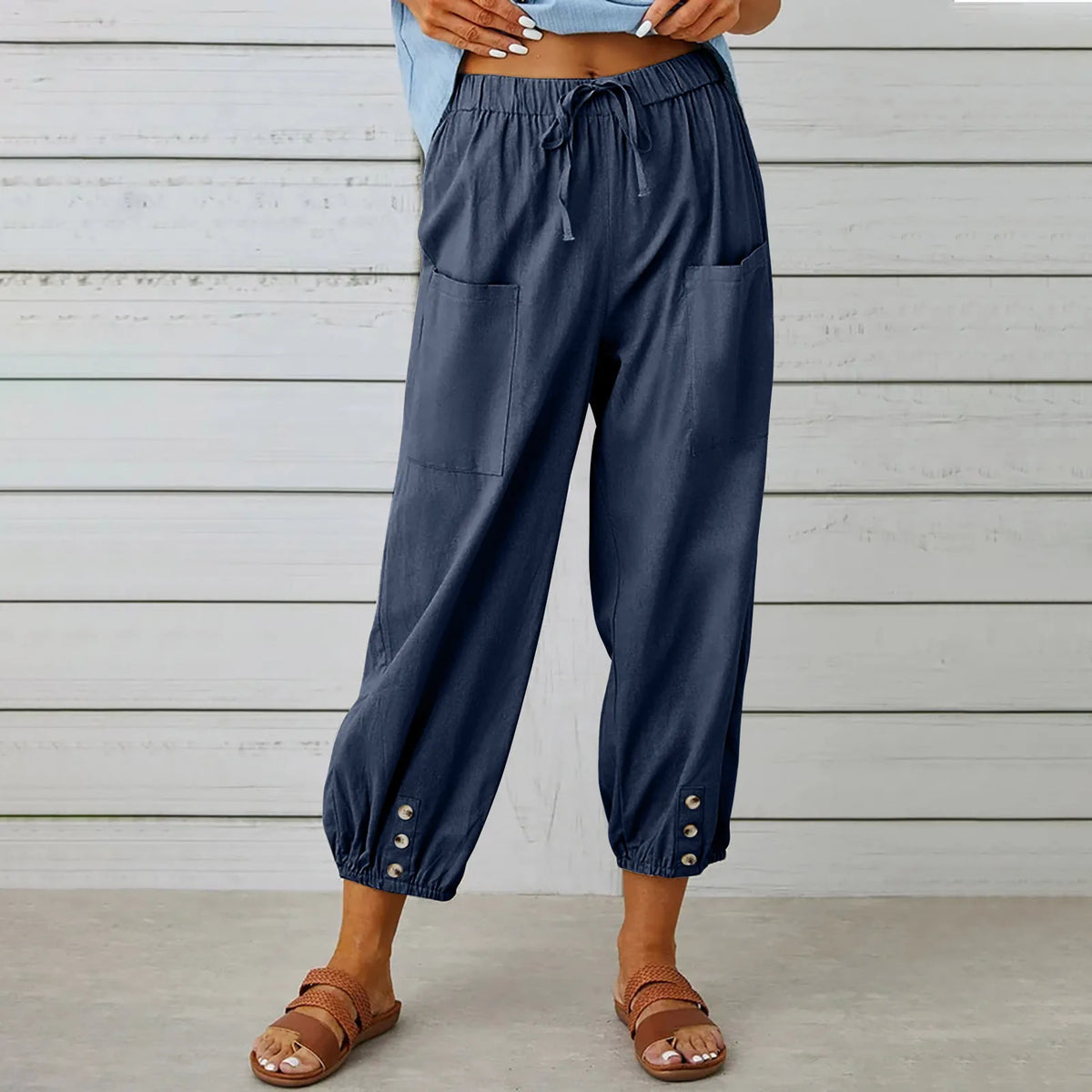 Women's High-Waist Cotton Linen Pants