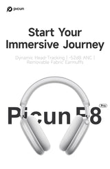 Picun F8 Pro ANC Wireless Headphones Head Tracking 3D Spatial Audio -52dB ANC HIFI Bluetooth Headset ENC HD Mic Low-Latency APP