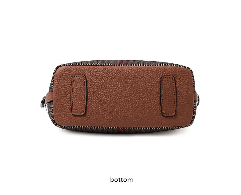 Leather plaid handbag, large-capacity mother bag, shopping basket, one-shoulder handbag