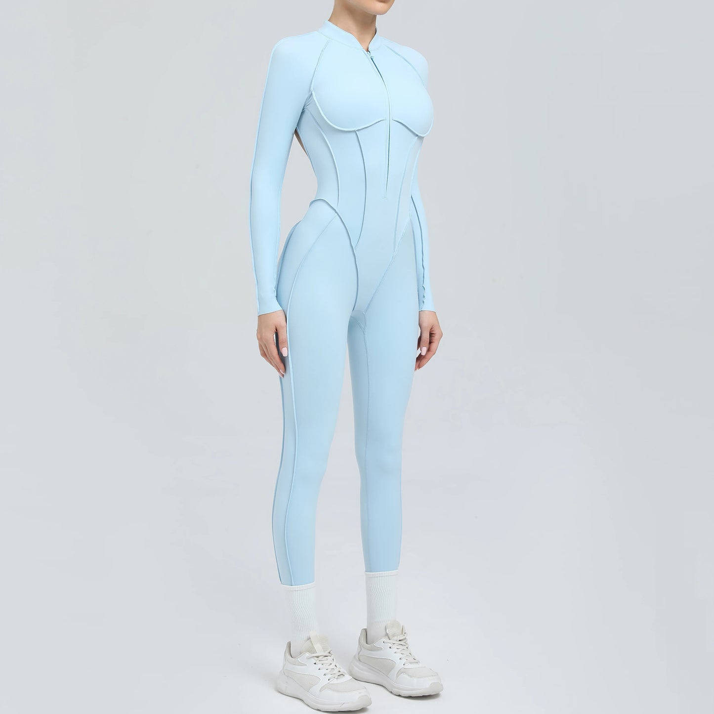 Long Sleeve Zip-Front Yoga Jumpsuit