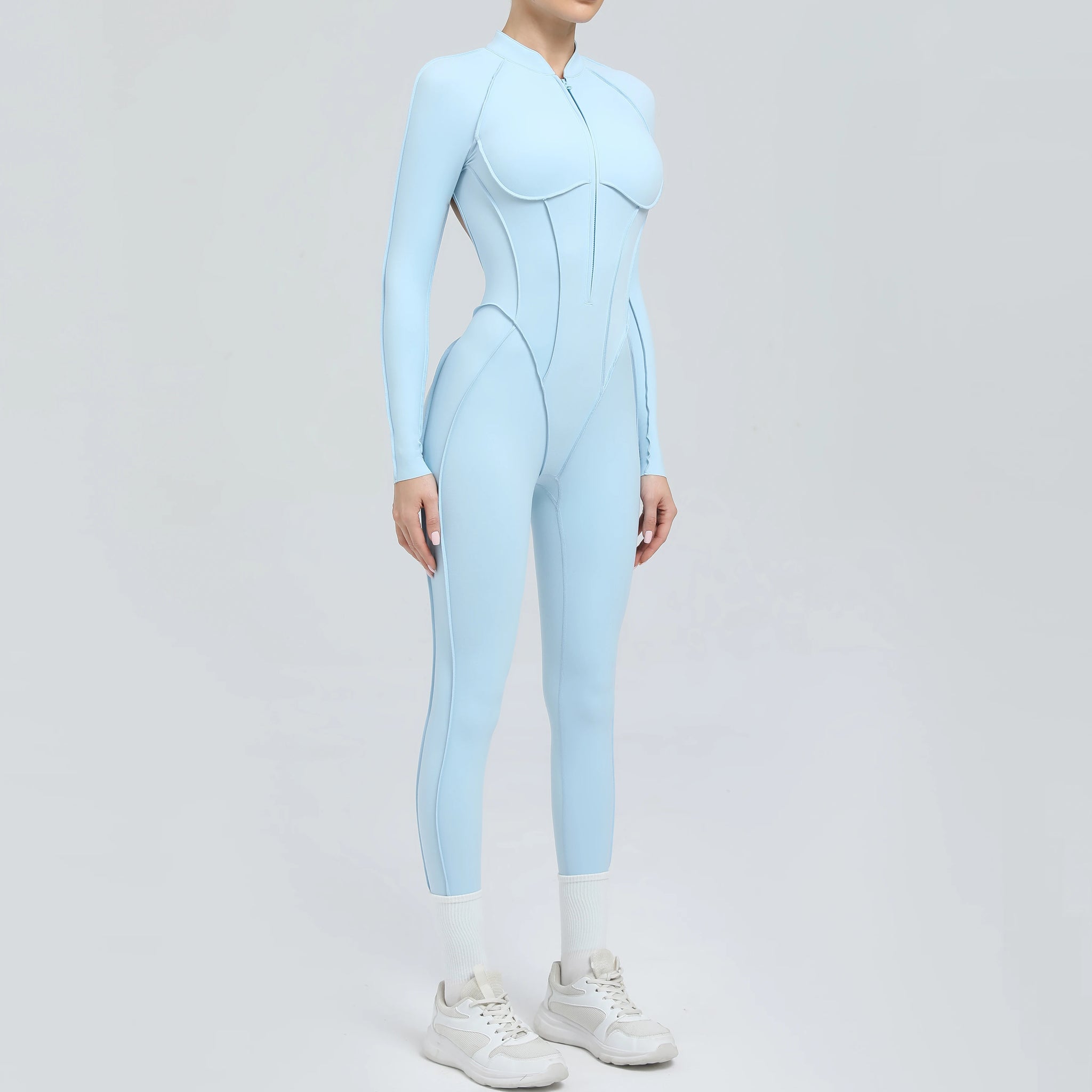 Long Sleeve Zip-Front Yoga Jumpsuit