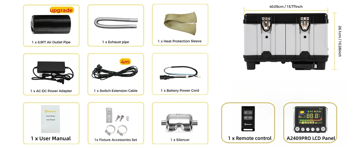 Sunster TB10 8KW Diesel Air Heater | Bluetooth LCD