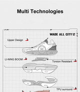 Li-Ning Men's Wade ALL CITY 12 Professional Basketball Shoes BOOM Cushion Stable Support Wearable Sneakers Sport Shoes ABAU015