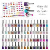 5pcs Venalisa Hema/TPO Free Cat Eye Nail Gel Polish Color Palette Kit Ultra Glitter Diamond Sparkle Soak Off UV LED Varnish Set