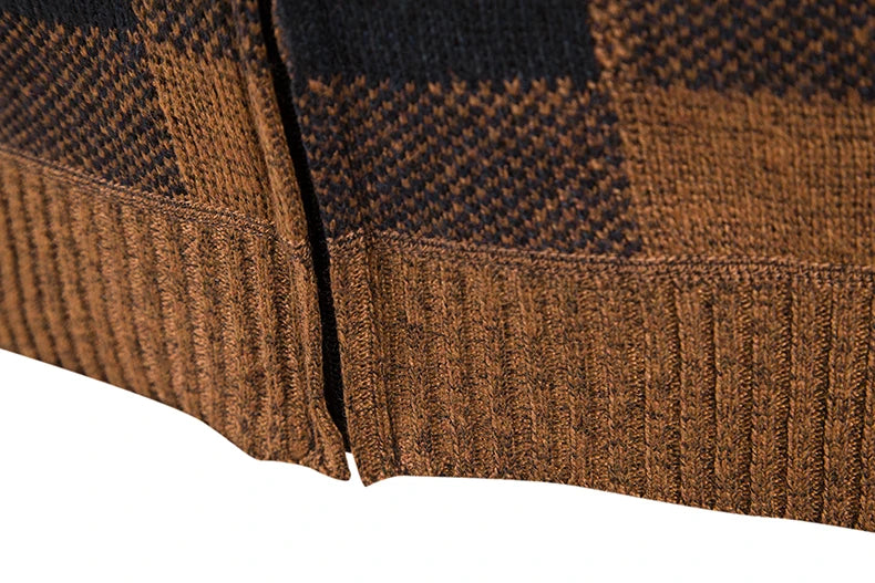 Men’s Winter Plaid Fleece-Lined Hooded Cardigan Jacket