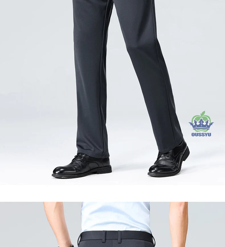 Men's Stretch Suit Pants — Slim Straight Business Formal Trousers