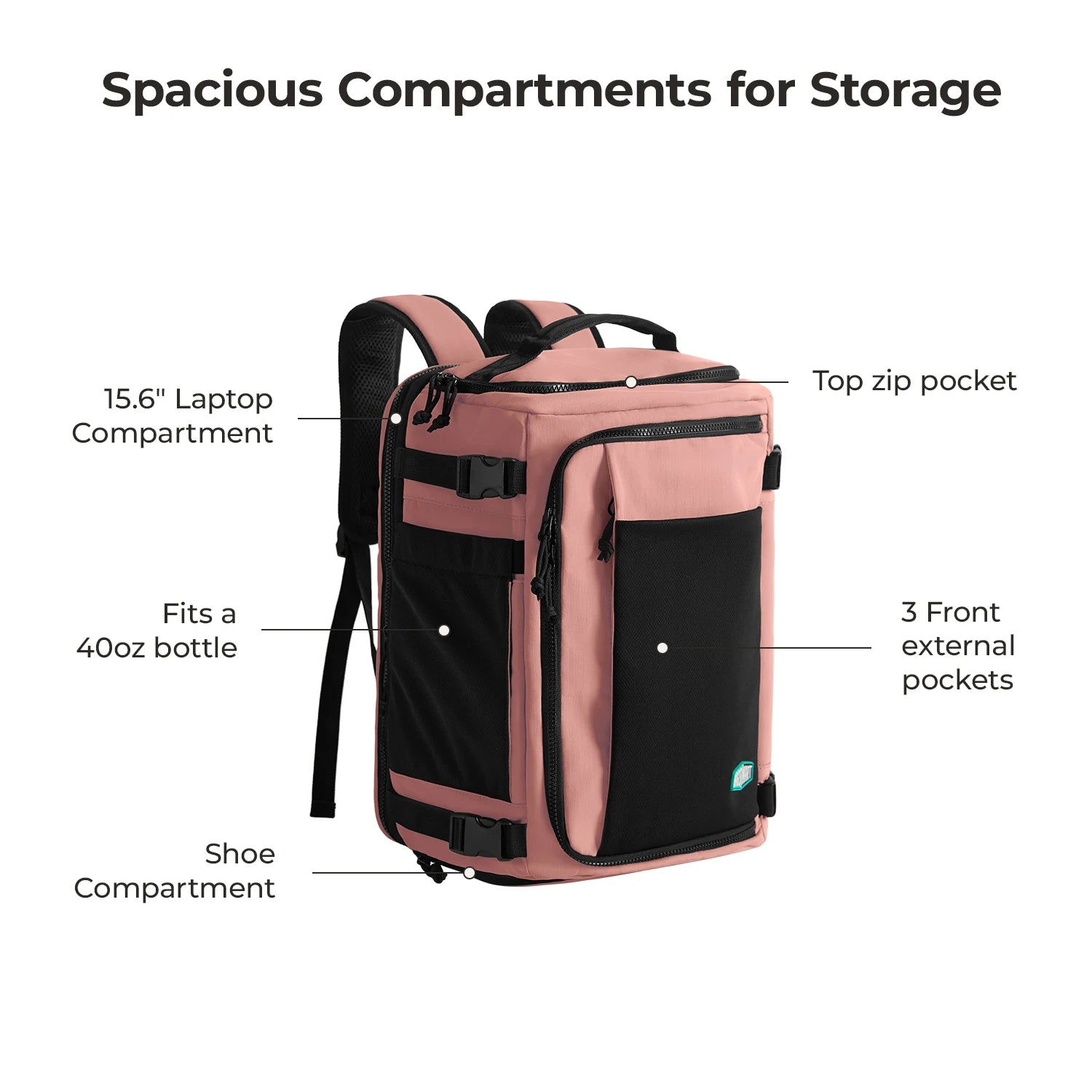 BAGSMART Men Women Travel Backpack with Shoe Compartment Airplane Compression Backpack Waterproof Anti‑theft Cabin Bag