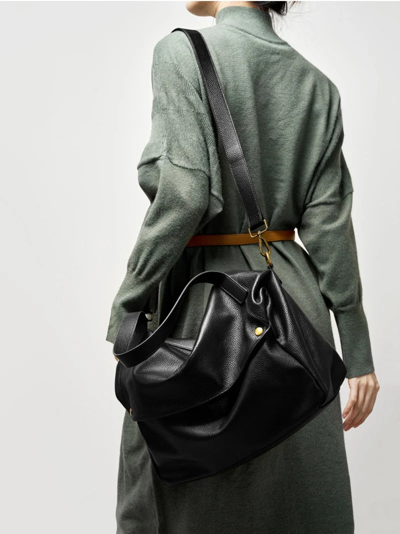 2026 New Large Capacity Women's Shoulder Bag Genuine Leather Tote Casual Handbag for University Students And Commuters Crossbody