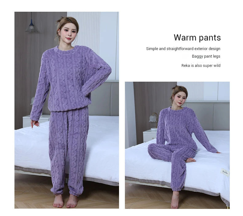 Women's Coral Velvet Winter Pajama Set