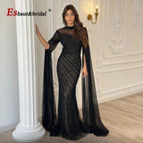 Luxury Beaded Mermaid Evening Gown | Cape Sleeve