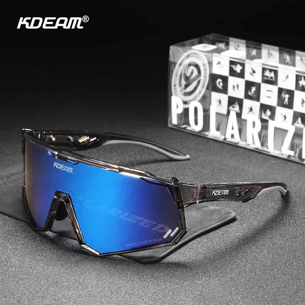 KDEAM High-End Sports Sunglasses Polarized Men's Cycling Glasses Dismountable TR90 Frame And Nose Pads Easy To Exchange