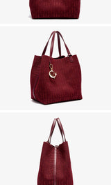 Trendy Solid-Color Women's Bucket Bag - Large Capacity Letter Print Design with Detachable Strap  Inner Card Pockets