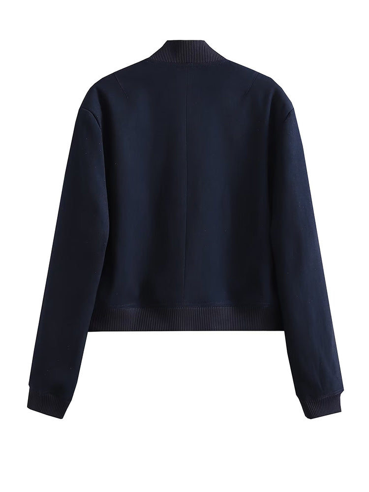 Willshela Women's Solid Bomber Jacket with Pockets
