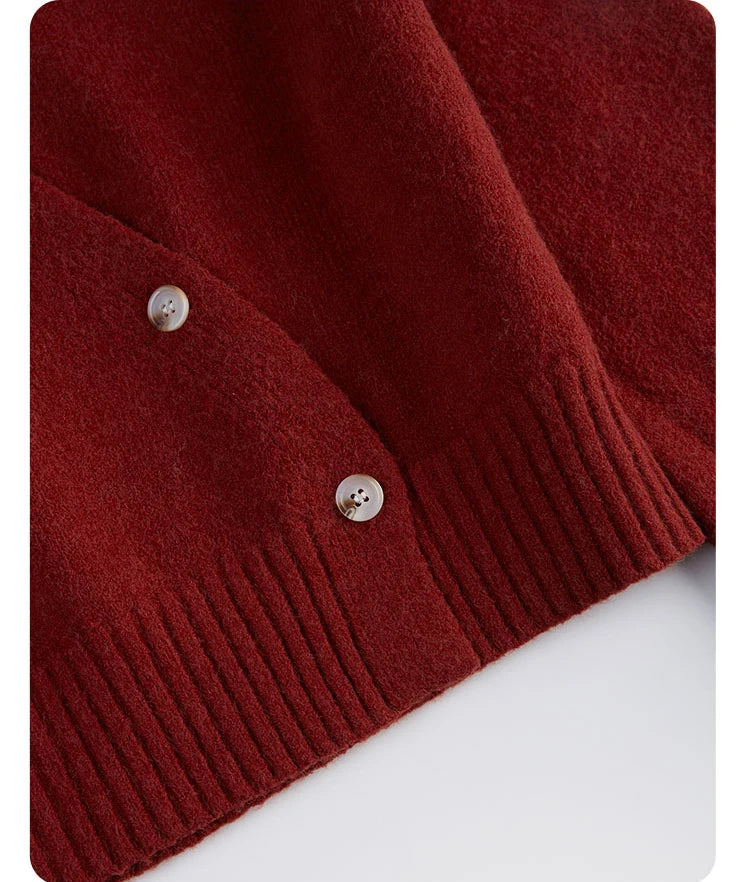 Women's Autumn V-Neck Cashmere Blend Cardigan – USA-Made Loose Knit Sweater