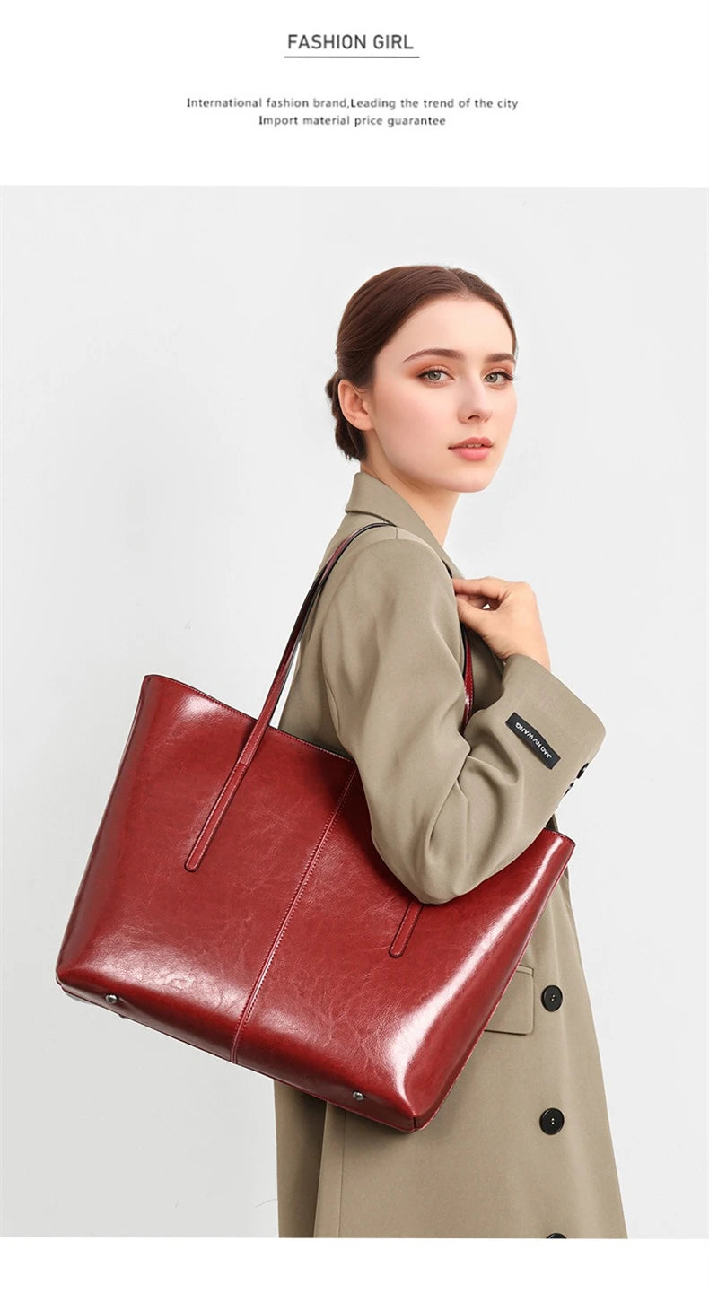 Burminsa Vintage Genuine Leather Tote Bag for Women