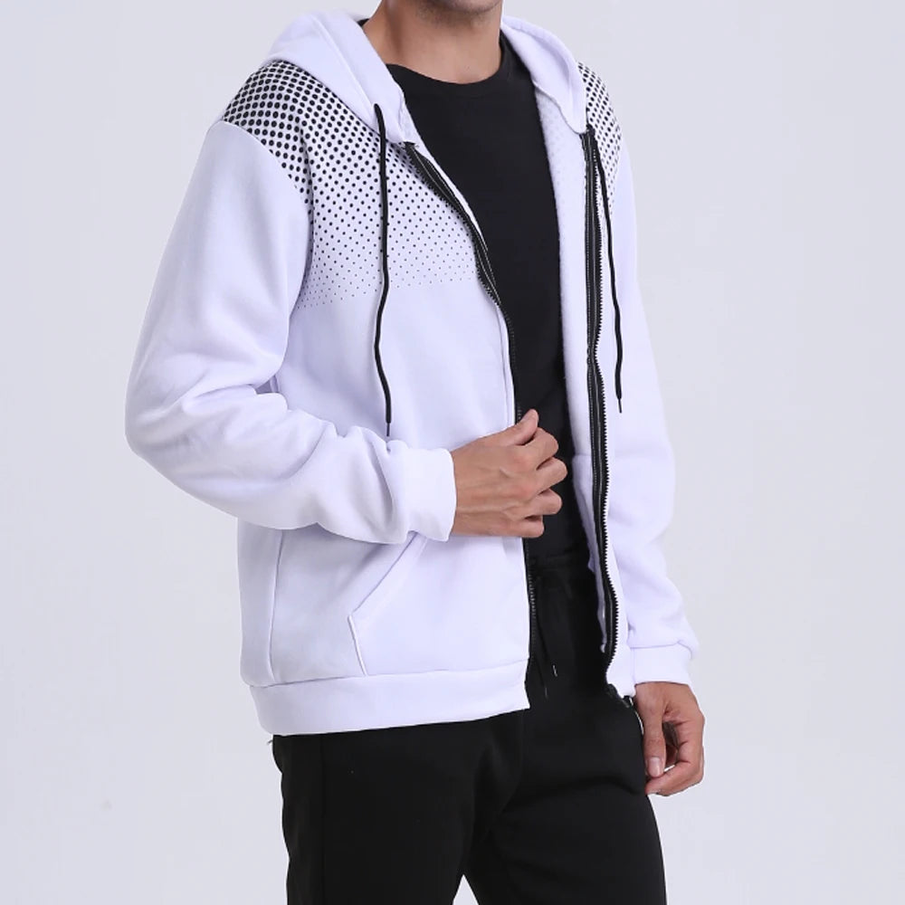 Men’s Slim Fit Polka Dot Zip Hoodie