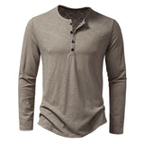 Men's Cotton Henley Long Sleeve Shirt