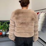 Elegant Winter Faux Fox Fur Crop Jacket