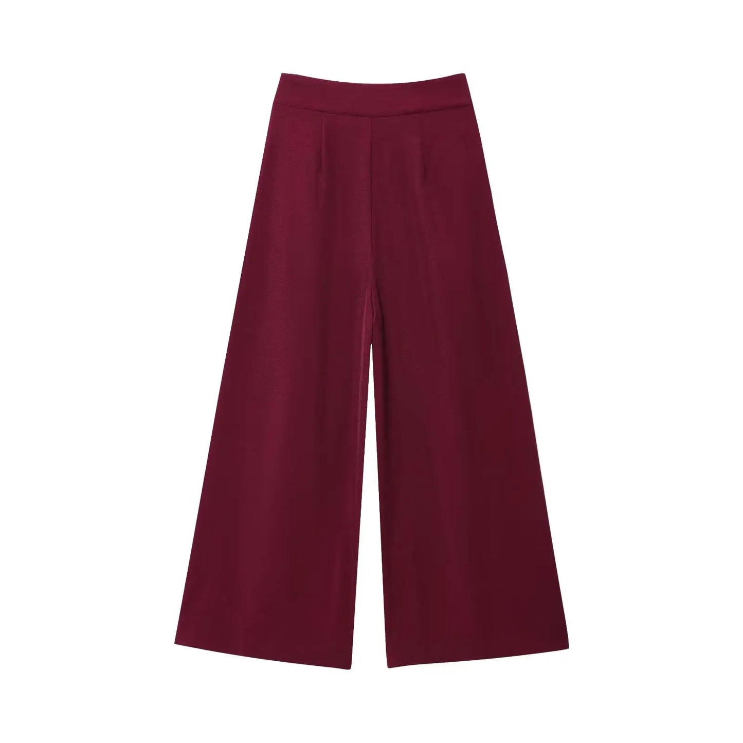2-Piece Sleeveless V-Neck Trouser Set with Belt – Summer Commuter Wide Leg Suit