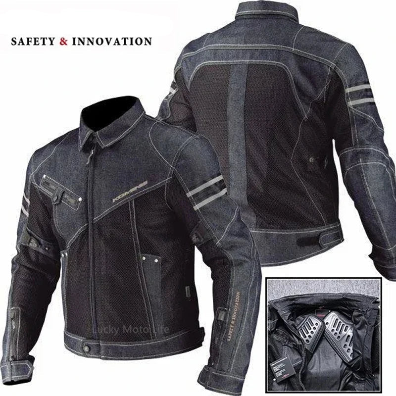High-Performance Breathable Denim Racing Jacket