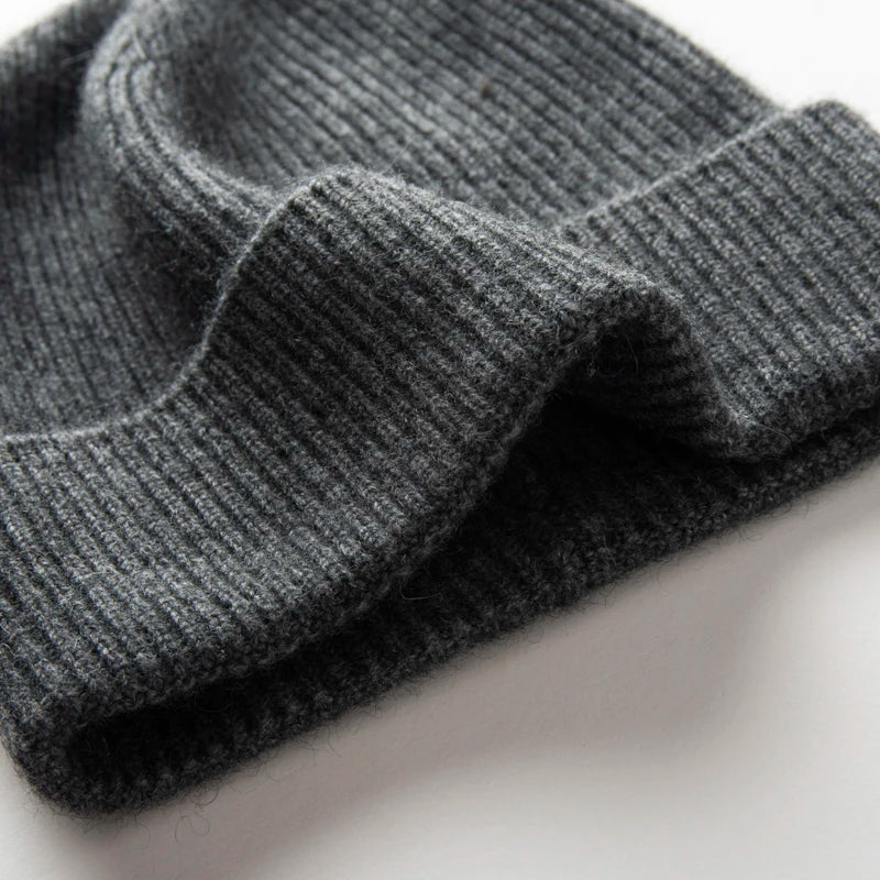 MERRILAMB Men's Pure Cashmere Ribbed Beanie | Soft & Warm