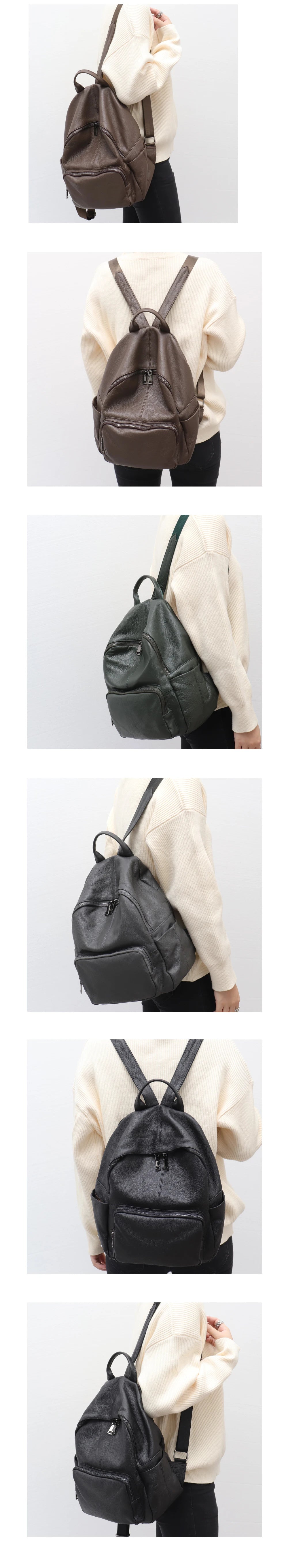 Natural Cowhide Backpack for Women&men Minimalist Design Casual Daily Versatile College Students' Shoulder Bags Travel Knapsack