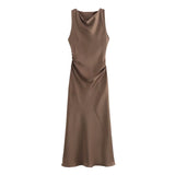 Elegant Satin Summer Slip Dress | Chic Evening Midi for Women