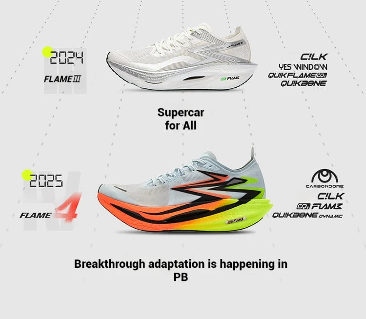 361 Degrees Flame 4.0 Men Running Shoes New Carbon Plate Racing Marathon Stable Rebound Traction Jogging Male Sneakers 672512205