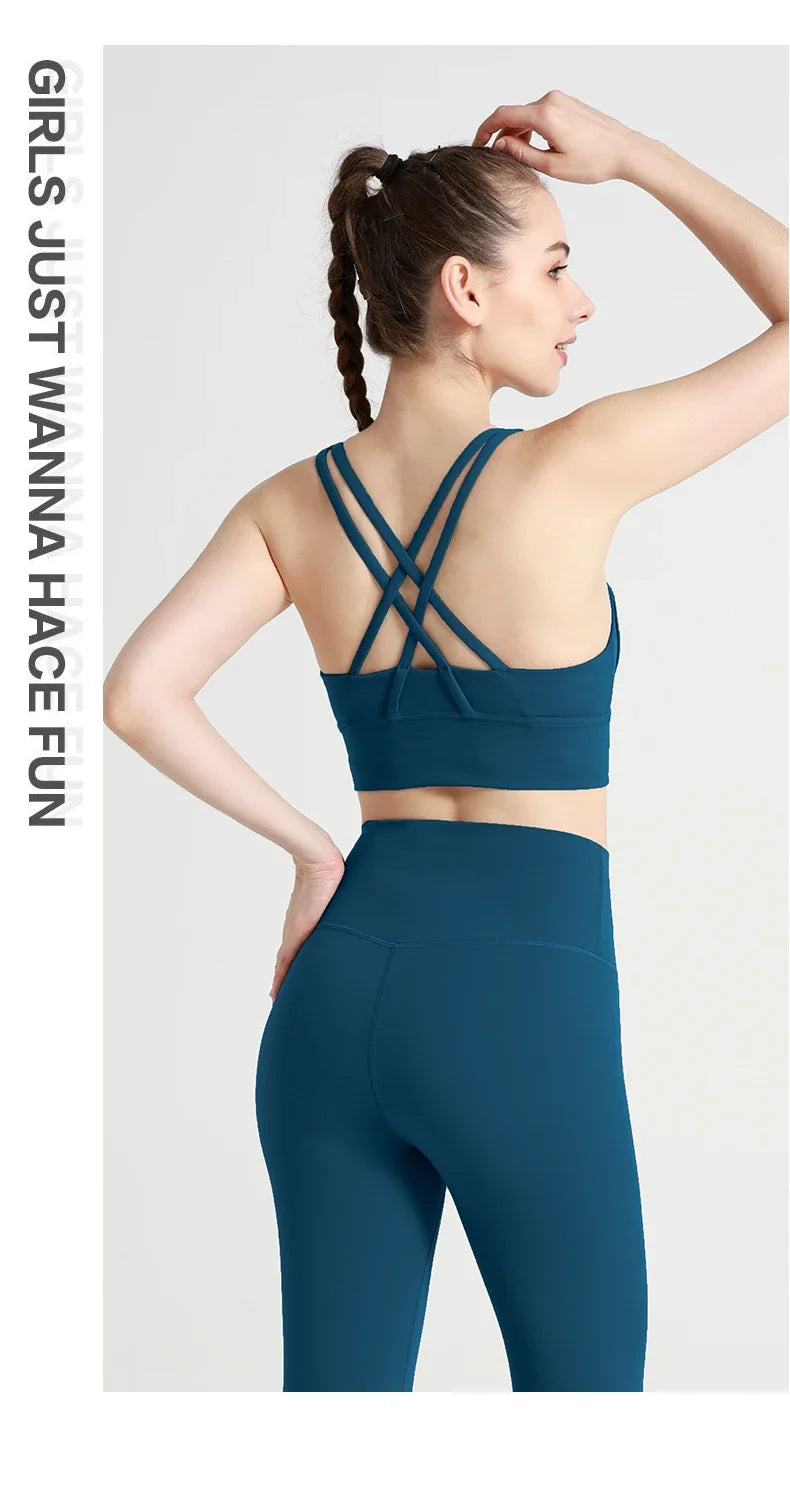 Women's Cross-Back Yoga Sports Bra