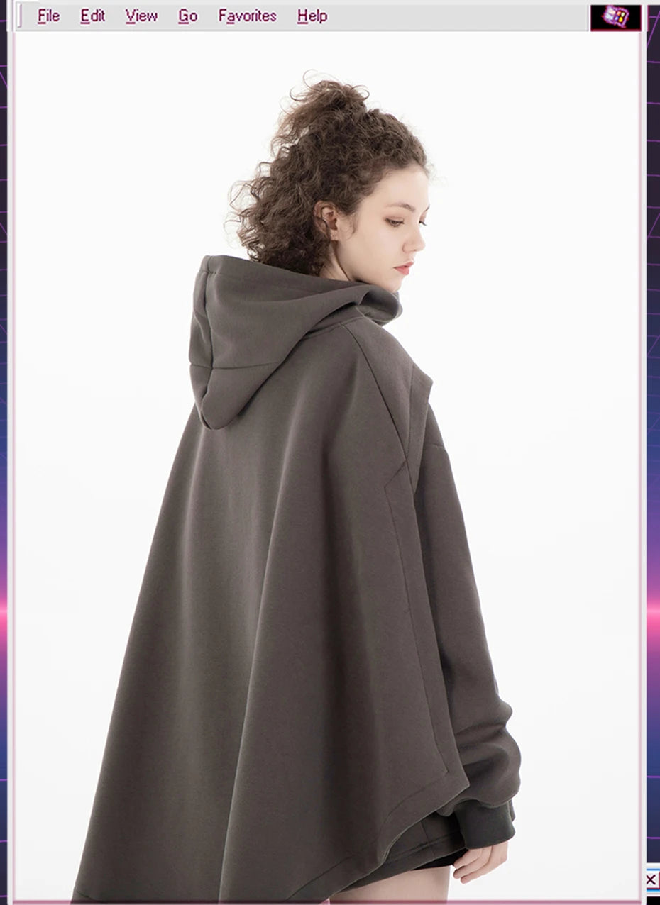 Oversized High-Collar Techwear Pullover Hoodie