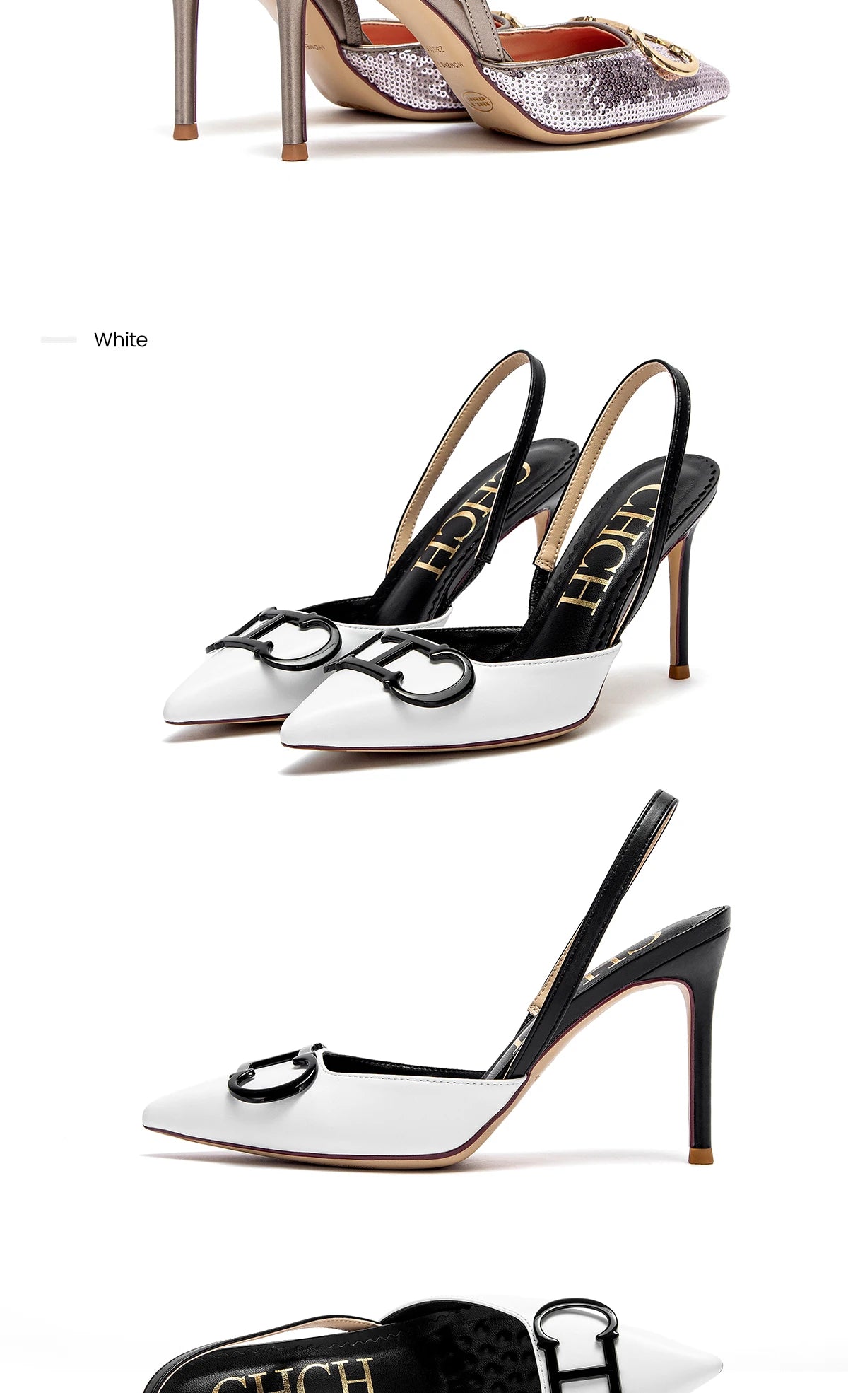 CHCH Women's Strappy Pointed-Toe Platform Heels | 9cm