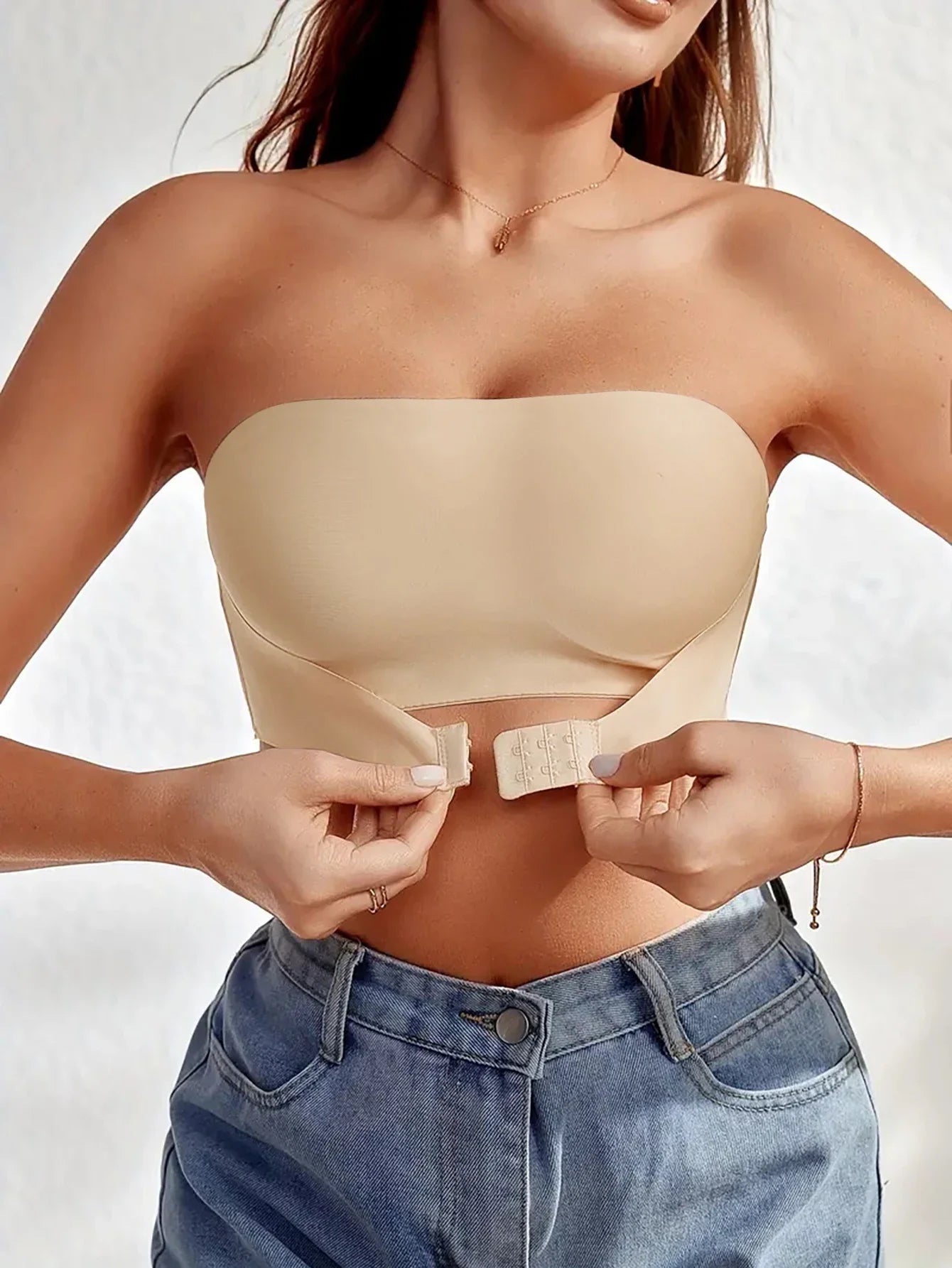 Women's Seamless Strapless Front-Button Wire-Free Bra