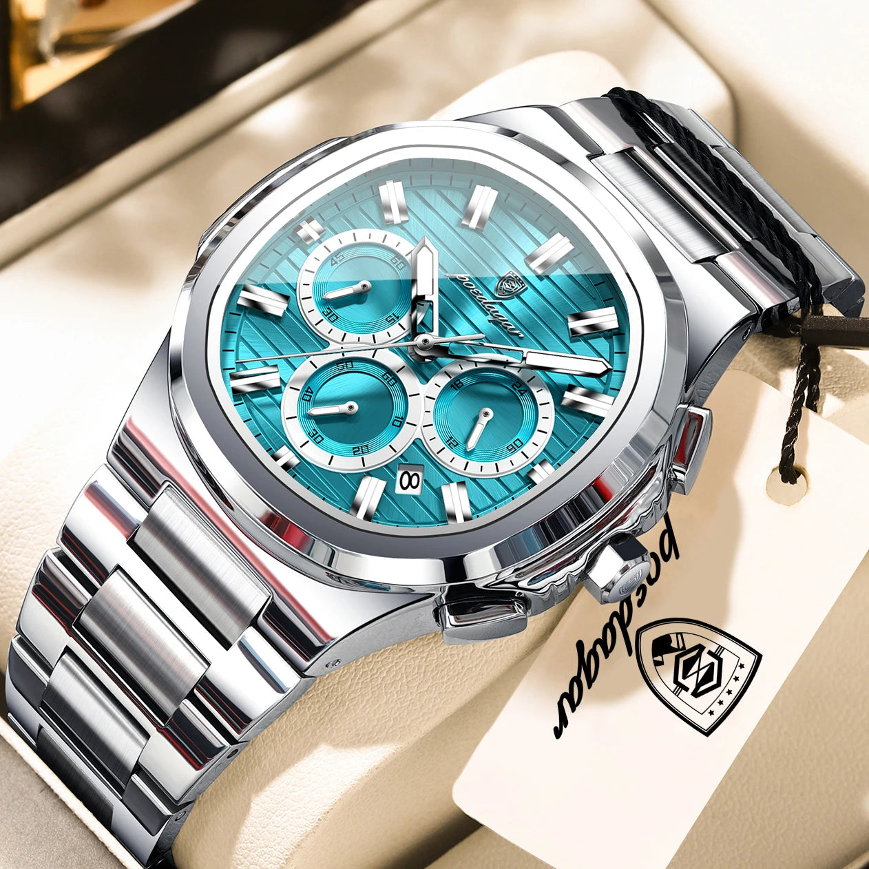 POEDAGAR Top High Quality Man Watch Luminous Waterproof Stainless Steel Men Clock Date Chronograph Quartz Business Men's Watches