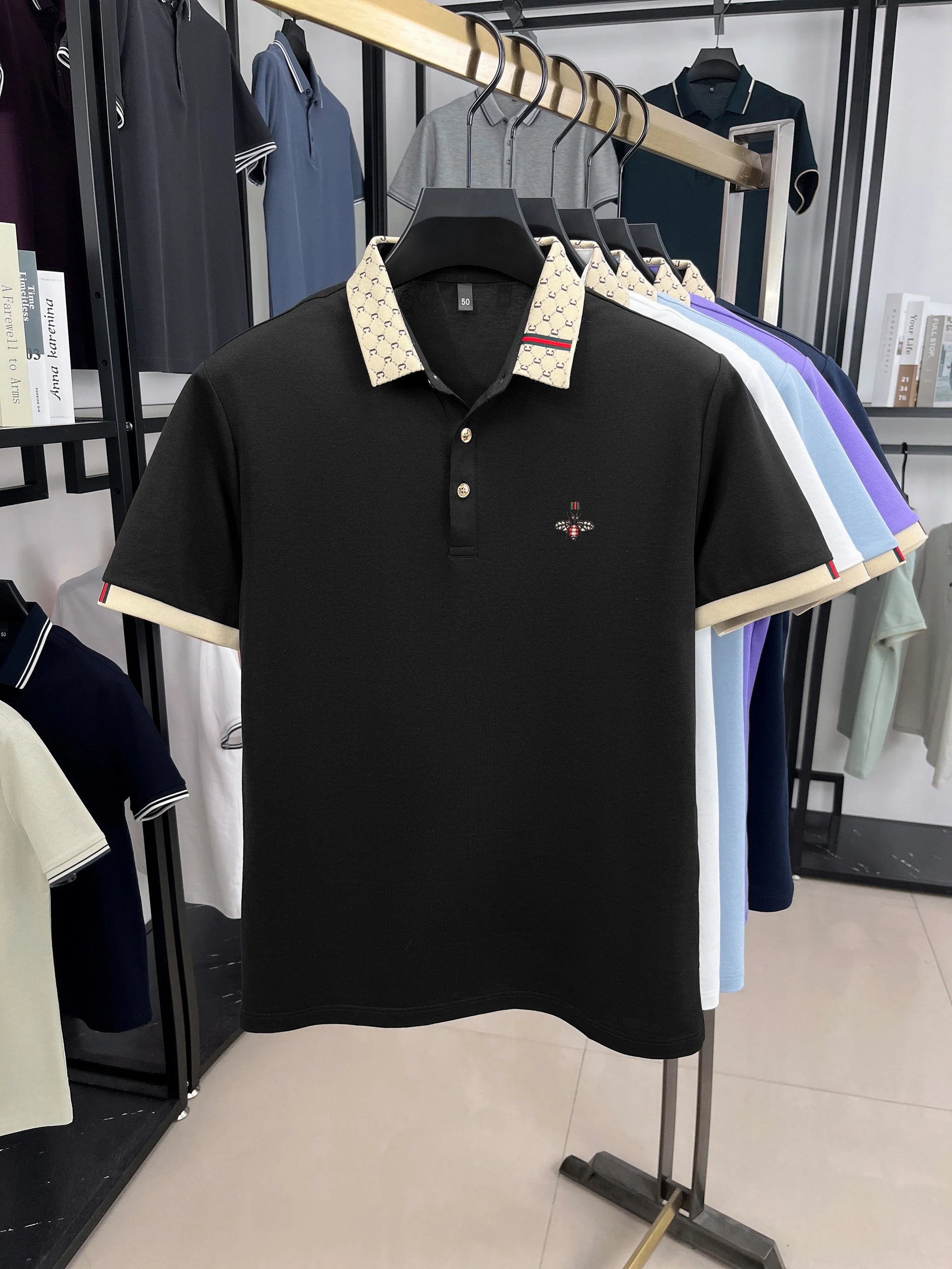 Men's Embroidered Jacquard Polo Shirt – Summer Style