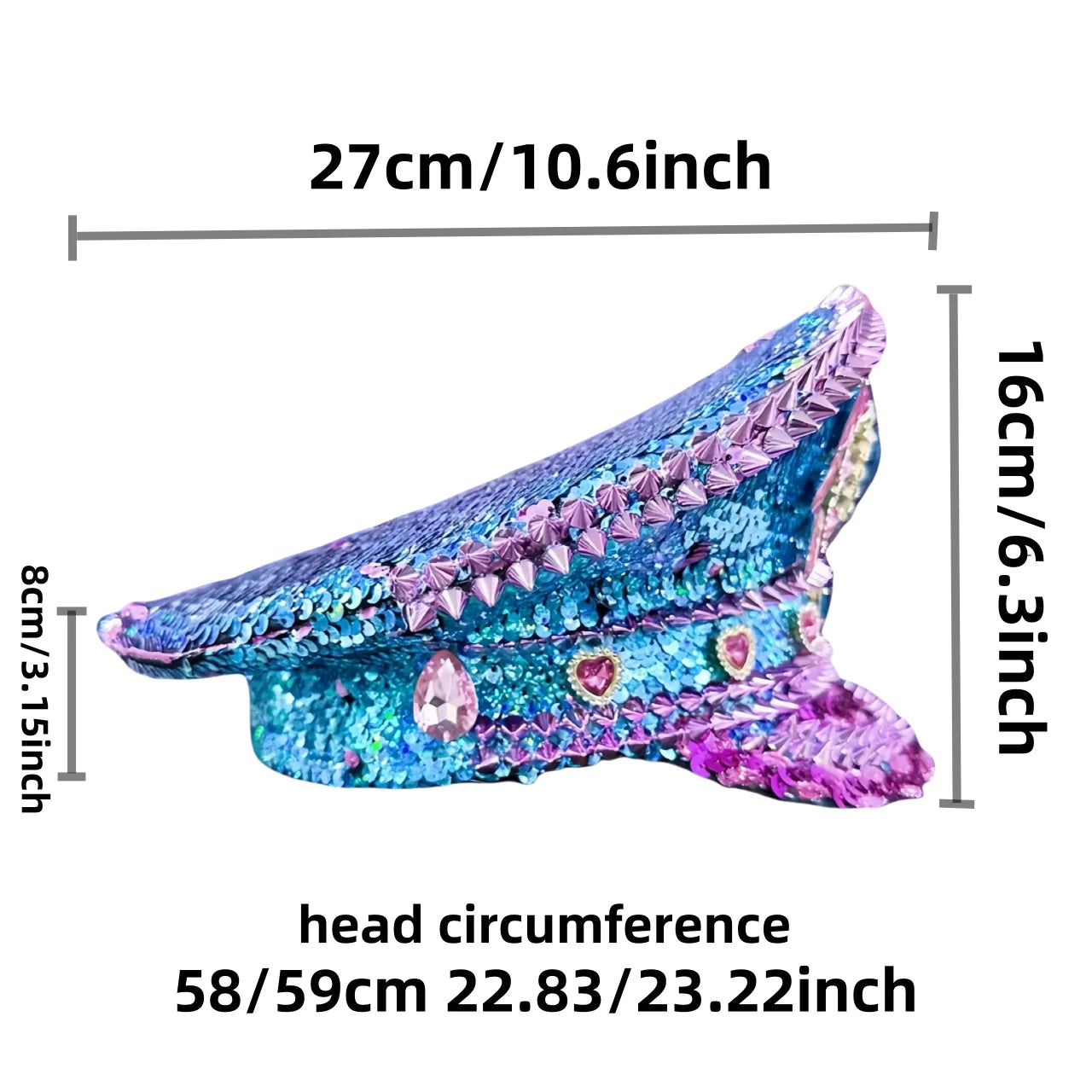 Rhinestone Captain Hat | Festival & Masquerade Cap