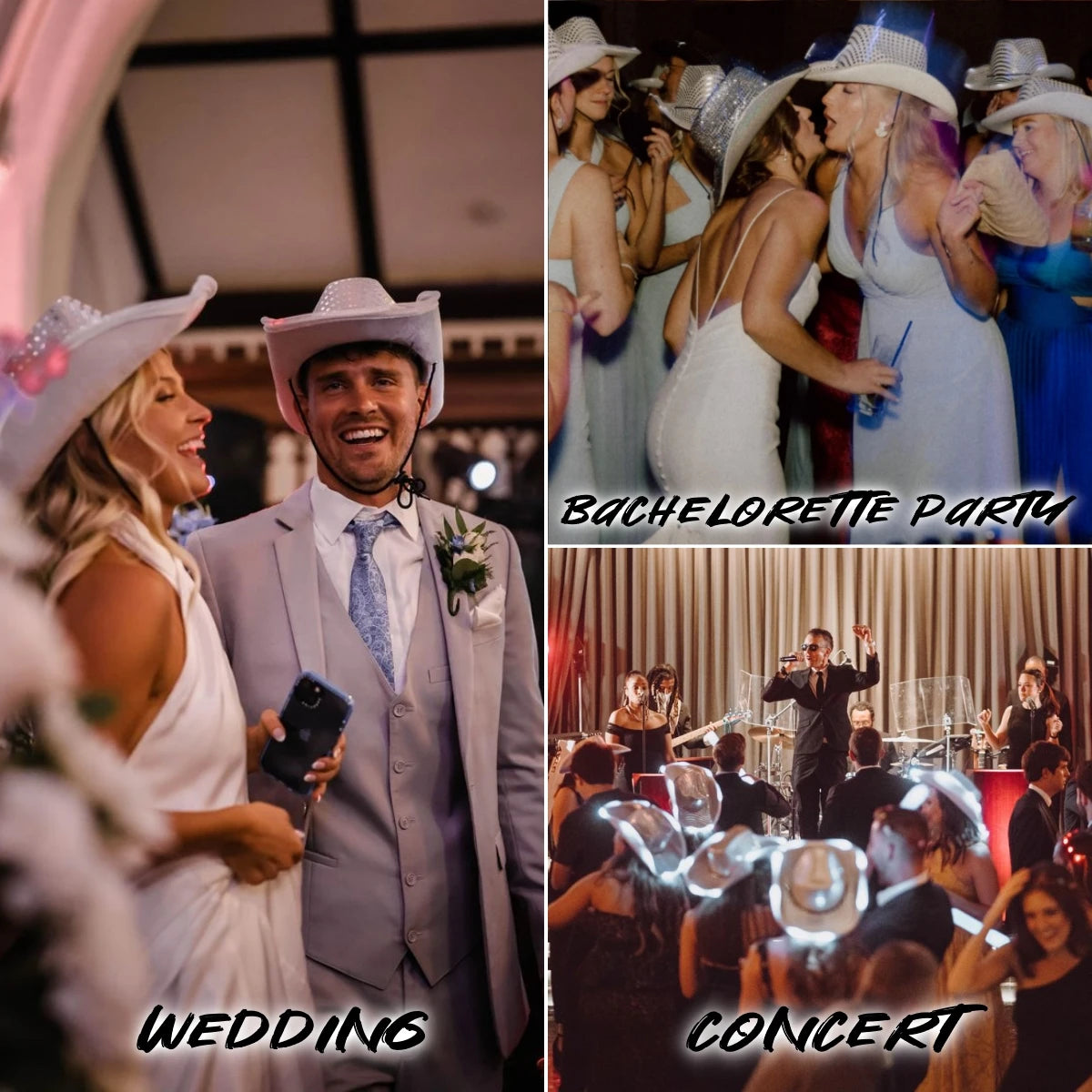 LED Light-Up Cowboy Hats – Glitter Party Pack